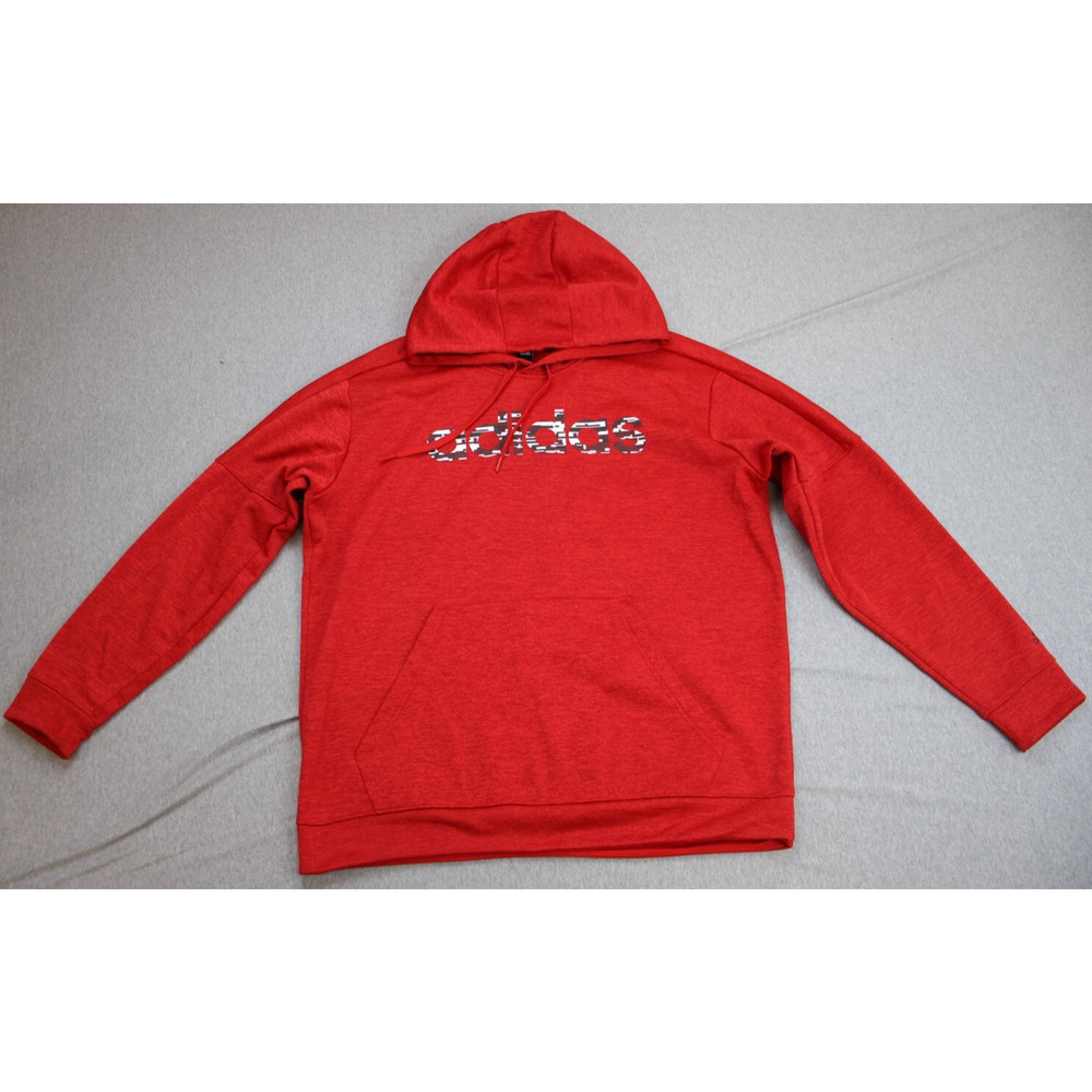 Adidas Hoodie Mens Size XL Red Long Sleeve Fleece Pullover Drawstring‎ Camo Logo